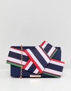 Ted Baker Striped Bow Box Clutch Bag - Navy