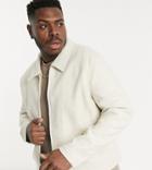 Asos Design Plus Faux Wool Jacket In Stone-neutral