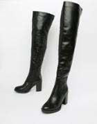 Raid Georgia Black Leather Look Over The Knee Boots - Black