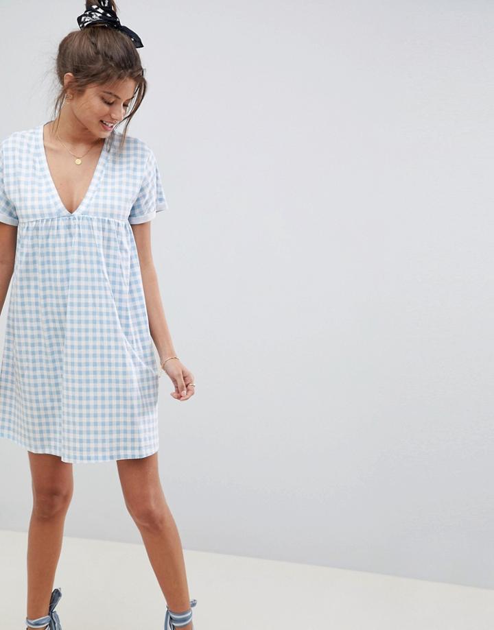 Asos Design Ultimate Cotton Smock Dress In Gingham - Multi