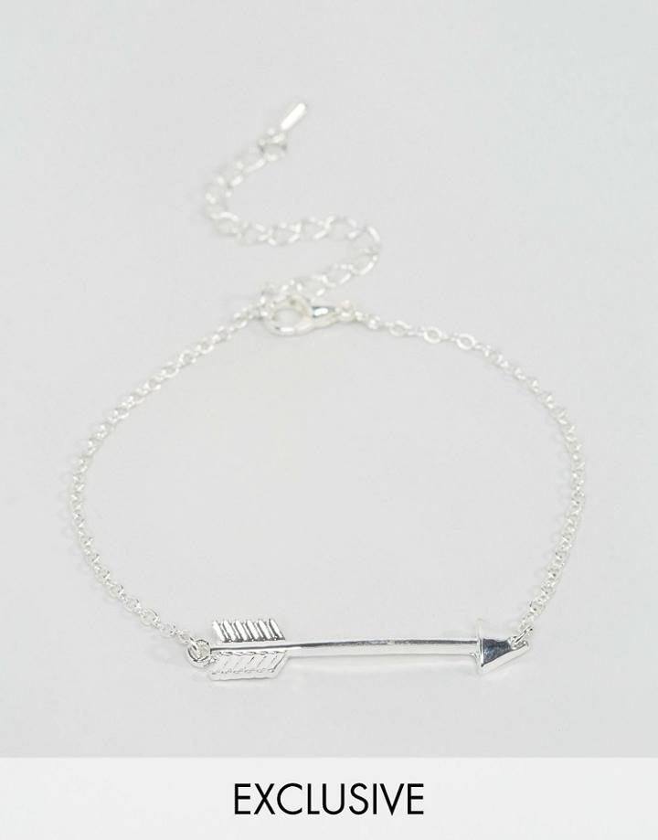 Reclaimed Vintage Arrow Chain Bracelet In Silver - Silver