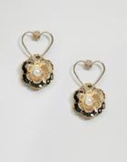 Limited Edition Occasion Open Heart Flower Earrings - Gold