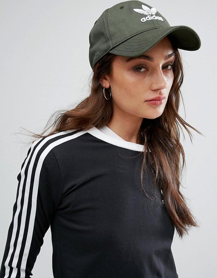 Adidas Logo Cap In Khaki - Green