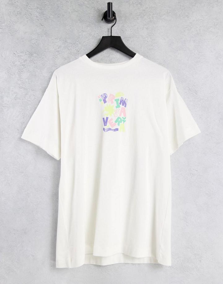 Damson Madder Organic Cotton Relaxed T-shirt With Primavera Graphic-white