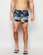 Asos Short Length Swim Shorts With Satellite Print - Multi