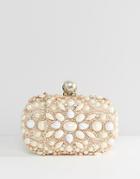 Aldo Beaded Box Clutch With Pearl Clutch Bag - Gold
