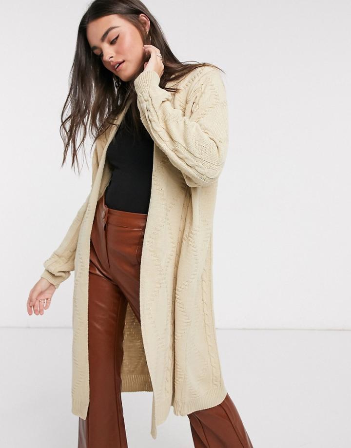 Unique21 Longline Knitted Cardigan In Stone-grey