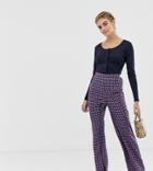 Glamorous Wide Leg Pants In Mini Check Print-purple