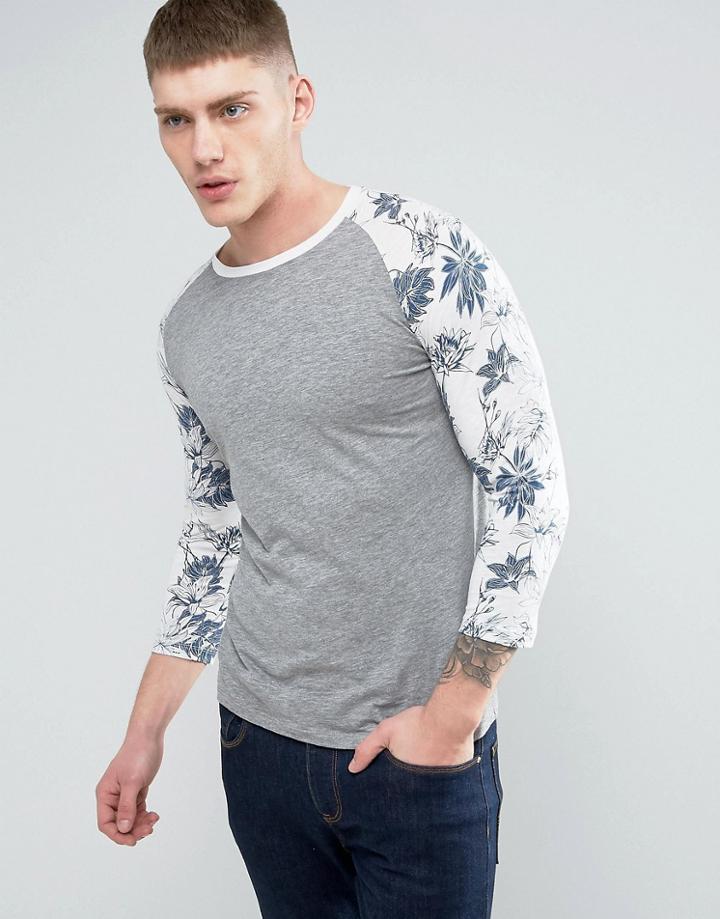 Jack & Jones Contrast Sleeve Raglan Top - Gray