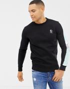 Gym King Muscle Crew Neck Sweat With Side Stripes In Black