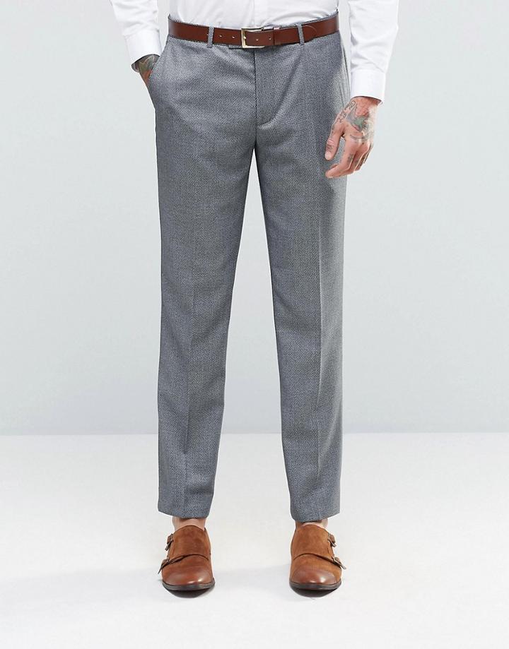 Harry Brown Puppy Tooth Slim Fit Suit Pants - Gray