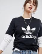 Adidas Originals Adicolor Trefoil Oversized T-shirt In Black - Black