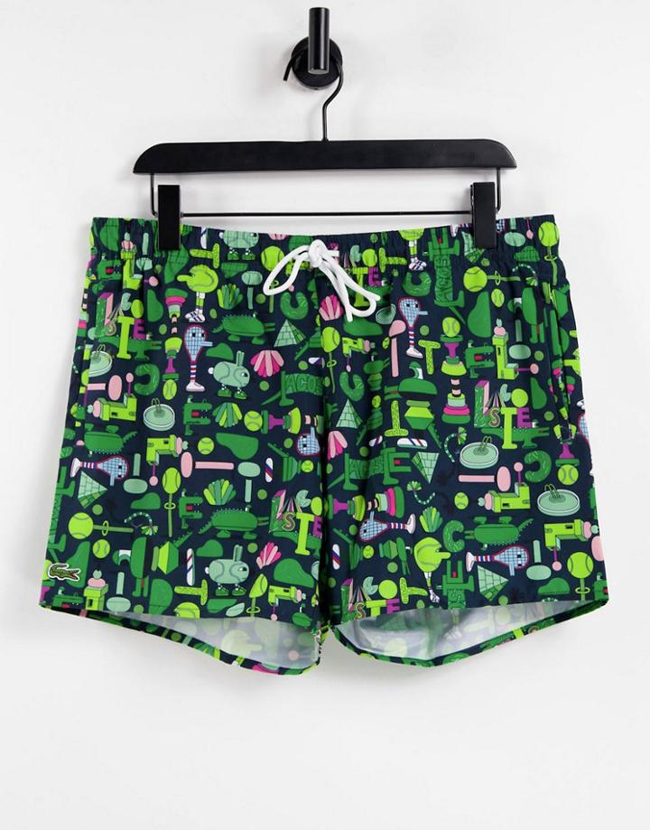 Lacoste Print Swim Shorts-navy