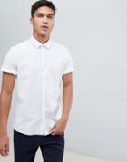 Asos Design Formal Slim Oxford In White With Short Sleeves - White