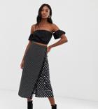 Y.a.s Tall Pieza Mixed Polka Dot Wrap Skirt-black