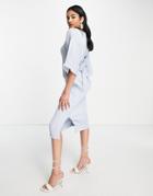 Closet London Ribbed Pencil Mini Dress In Sky Blue