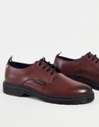 Ben Sherman Mod Leather Lace-up Shoes In Burgundy-red