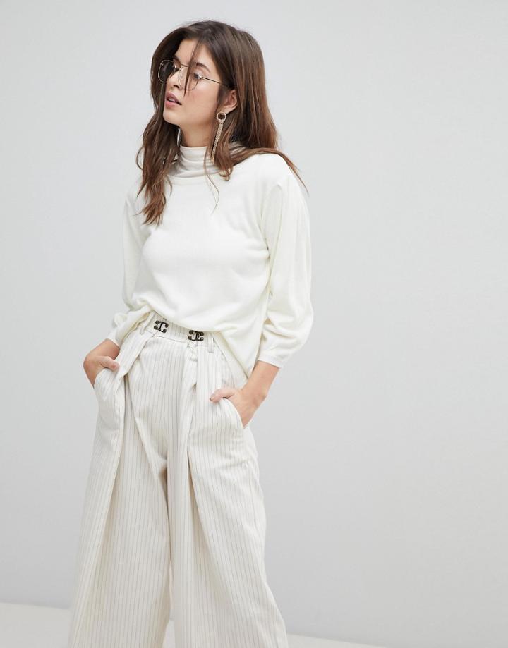 Brave Soul Balloony Crew Neck Sweater - Cream
