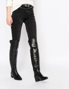 Faith Nash Black Leather Heeled Over The Knee Boots