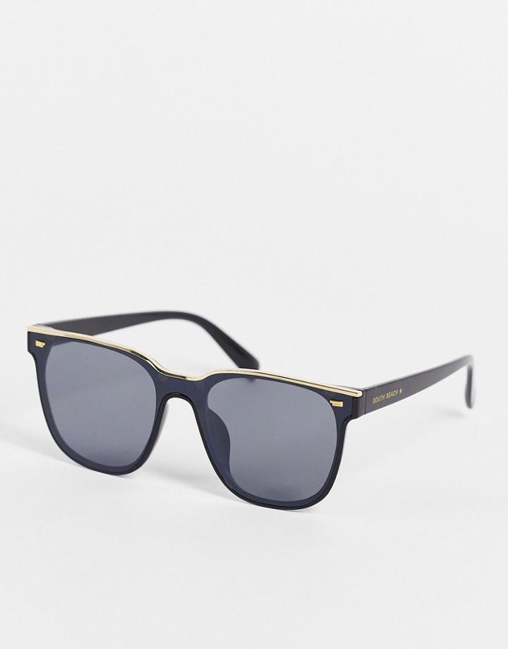 South Beach Classic Square Sunglasses In Black