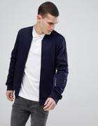 Hugo Tapped Logo Sleeve Bomber Sweat In Navy - Navy