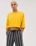Asos Design Organic Oversized Crop T-shirt In Yellow - Yellow