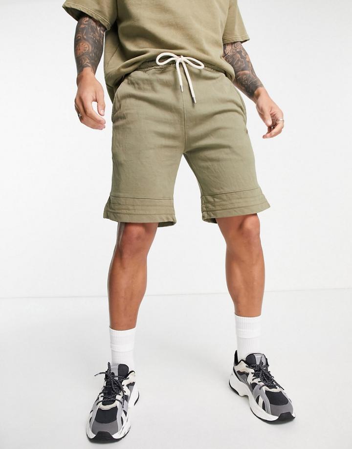 Pull & Bear Matching Washed Jersey Shorts In Khaki-green