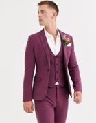 Asos Design Wedding Super Skinny Suit Jacket In Aubergine - Red