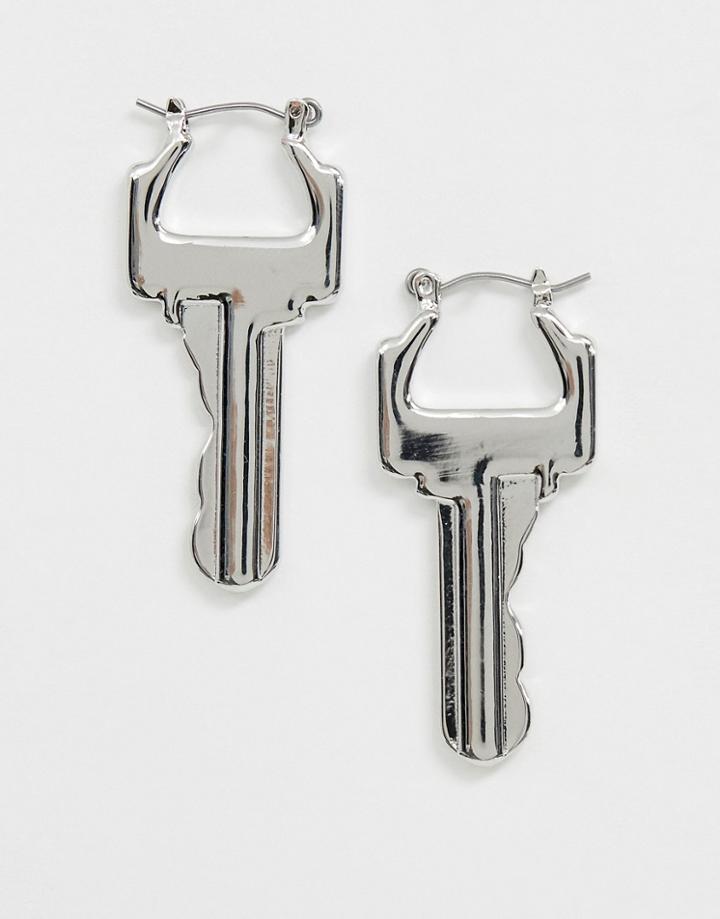 Uncommon Souls Key Earrings In Silver - Silver