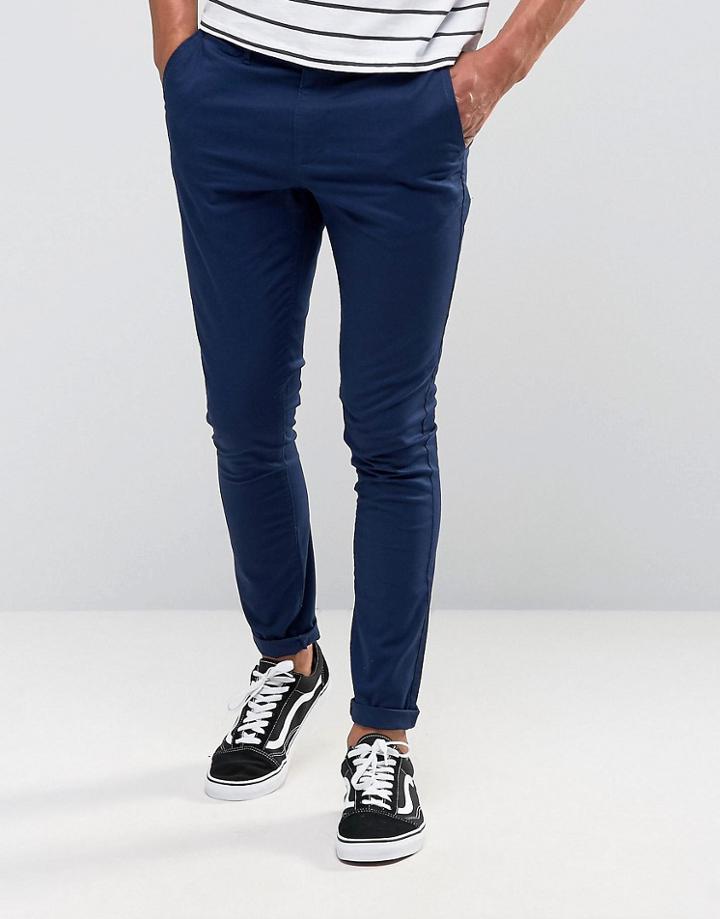 Asos Super Skinny Chinos In Deep Blue - Blue