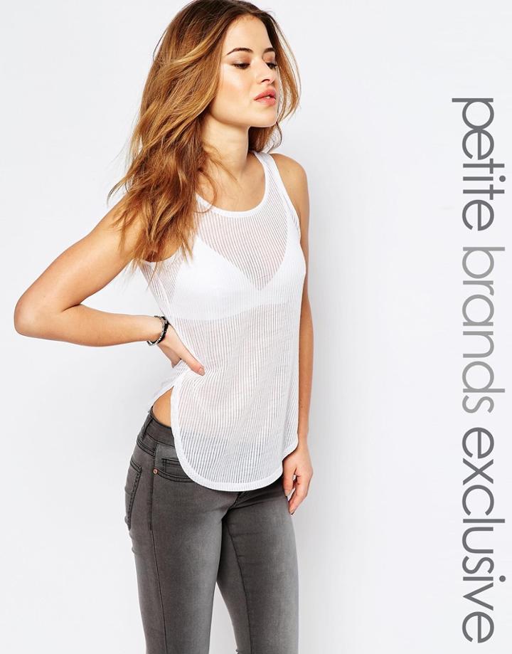 Noisy May Petite Ribbed Relaxed Tank Top - White