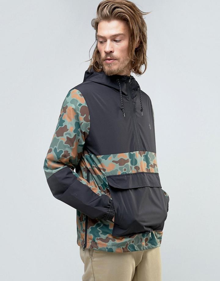 Element Alder Overhead Hooded Jacket In Black & Jungle Camo - Green