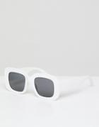 Asos Design Square Sunglasses In Matte White With Smoke Lens - White