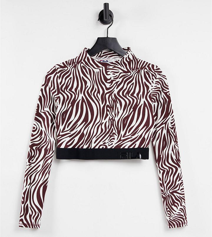 Fila Zebra Cropped Top In Brown