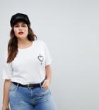 Asos Curve T-shirt With Heart And Arrow Print - White