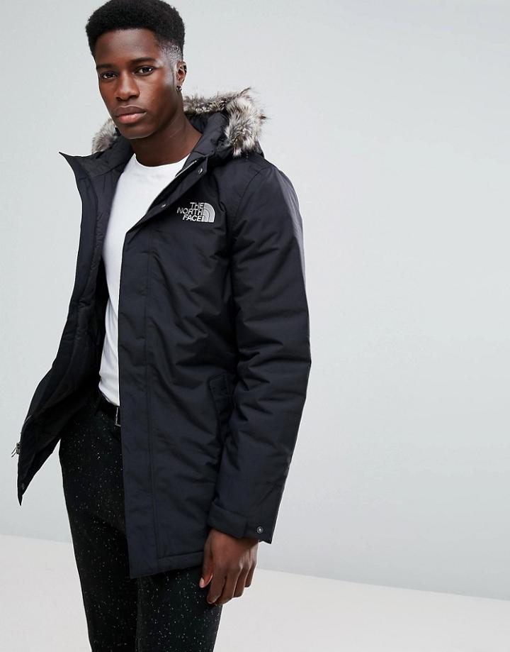 The North Face Zaneck Detachable Faux Fur Hood Jacket In Black - Black