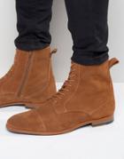 Zign Suede Lace Up Boots - Tan
