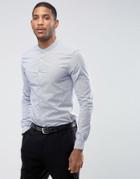 Asos Smart Check Stripe Shirt In Blue - Blue
