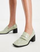 Raid Megna Heeled Loafers In Pale Green Patent