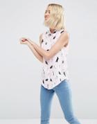 Asos Sleeveless Cat Print Shirt - Multi