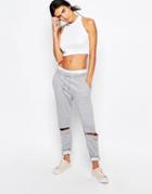 Missguided Rip Knee Joggers - Gray