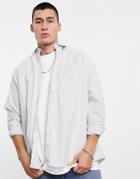 Topman Oversized Shirt In Green Pinstripe-blues