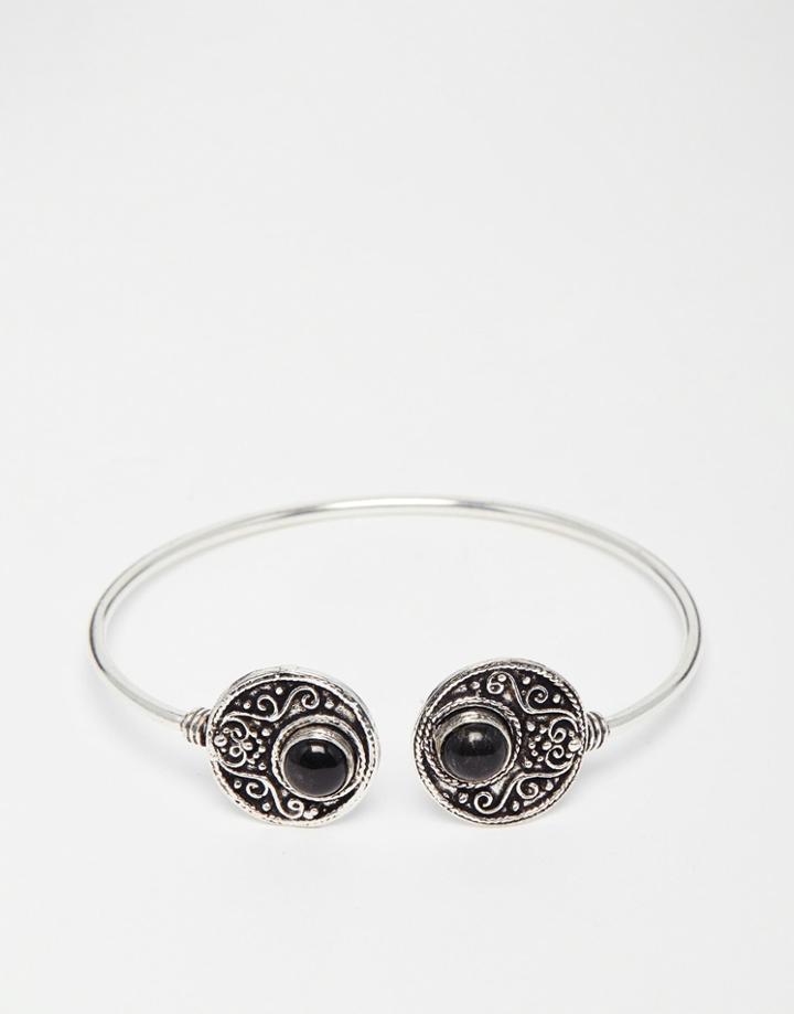 Rock N Rose Sidira Black Agate Cuff - Silver