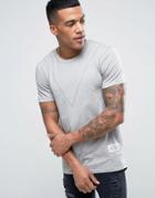Religion Longline Muscle Fit T-shirt With Curved Back Hem - Gray