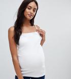 Asos Design Maternity Ruffle Cami In Rib - White