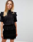 Vero Moda High Neck Top With Flutter Sleeves - Black