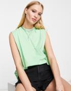 Topshop Oversized Jersey Tank In Green