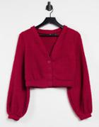 Asos Design Mix & Match Lounge Fluffy Cardigan In Red