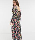 Reclaimed Vintage Inspired Jumpsuit With Tie Back In Floral Print-black