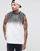 Asos Sleevelss T-shirt With Bandana Print And Dropped Armhole - White